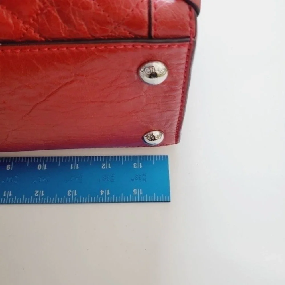 Michael Kors Hamilton Quilted Satchel Shoulder Crossbody Bag Red Leather